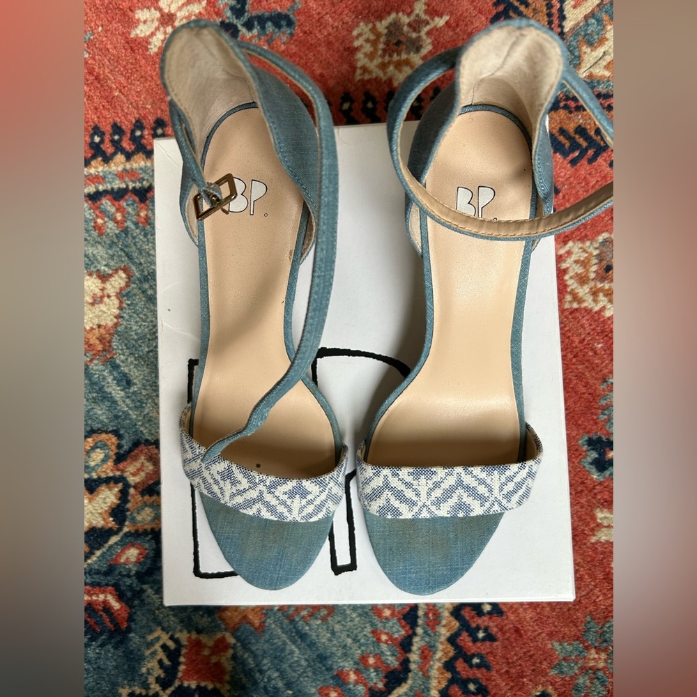 BP Women's Denim Blue and White Heels